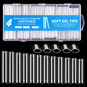 Dudjndjd front packaging of 240 clear nail tips shows quantity and sizes benefit organization