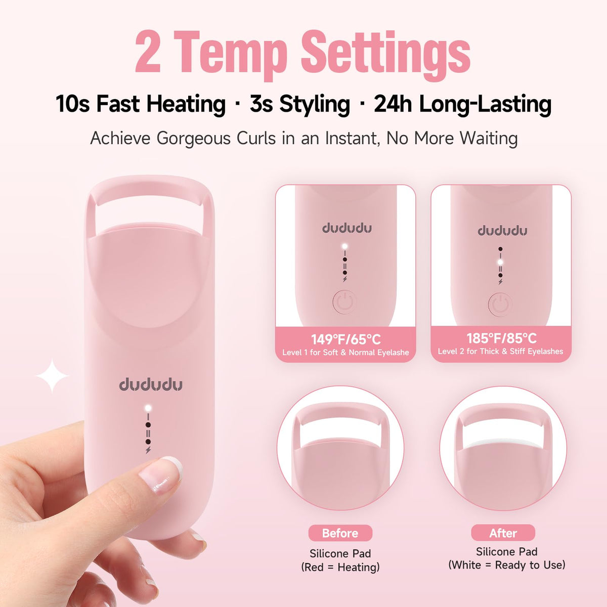 DUDUDU in use curling lashes to create lifted, natural-looking curves