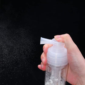 Duehut applicator in barber use showing quick powder touch-up convenience