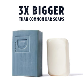 Duke Cannon bars on shower shelf illustrating long-lasting use and convenience