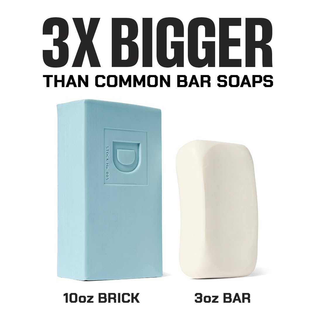 Duke Cannon bars in hand showing generous 10 oz size and extended use benefit