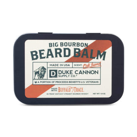 Duke Cannon travel tin next to keys showing portable grooming convenience