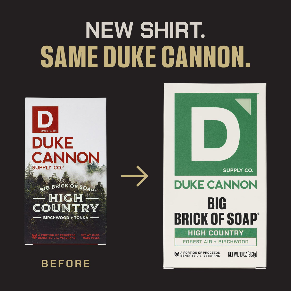 Duke Cannon side profile of Big Brick soap, durable long-lasting benefit
