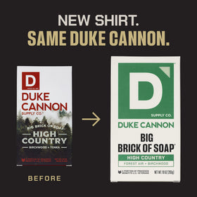 Duke Cannon side profile of Big Brick soap, durable long-lasting benefit