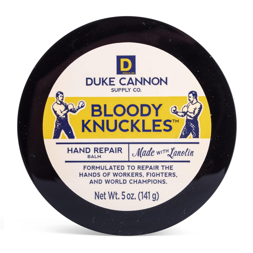 Duke Cannon front tub view shows product readiness and durable packaging