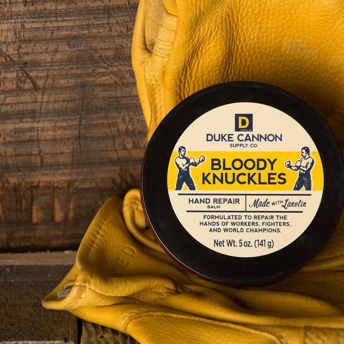 Duke Cannon clear label close-up highlighting unscented, lanolin formula