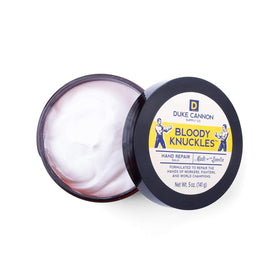 Duke Cannon open jar shows creamy lanolin texture for deep moisturizing benefits