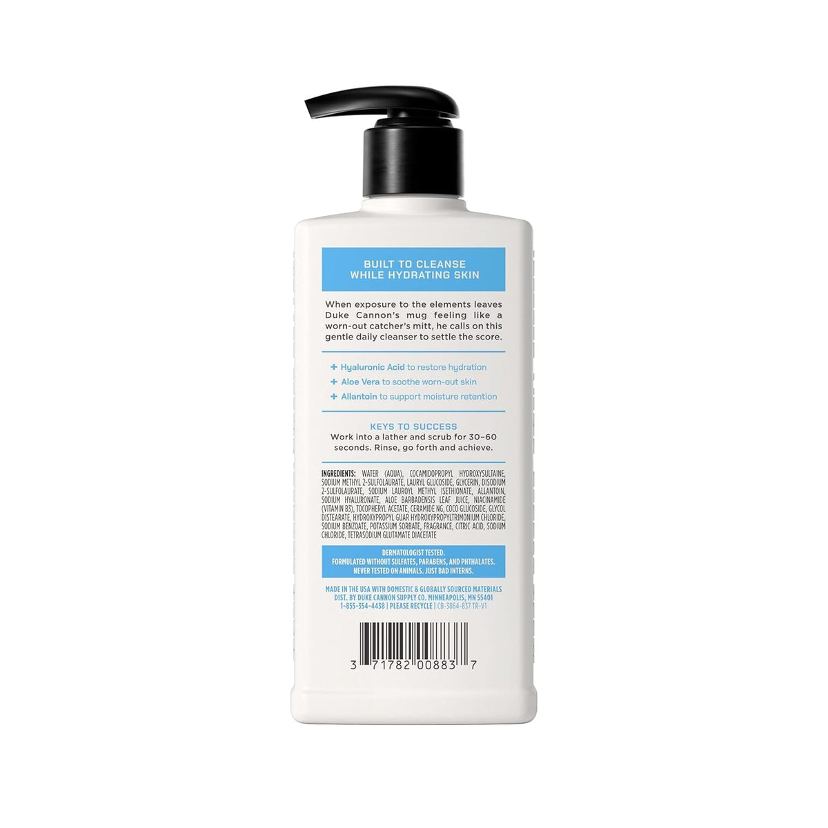 Duke Cannon texture close-up of gel-like cleanser highlighting hydrating formula