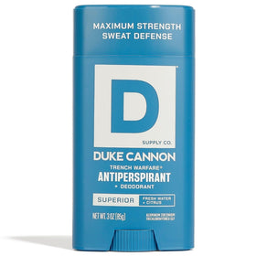 Duke Cannon front packaging showing scent and benefits