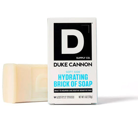 Duke Cannon front packaging showing sandalwood scent and 6oz size benefit