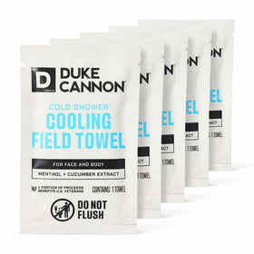 Duke Cannon front packaging showing menthol cooling and travel benefits