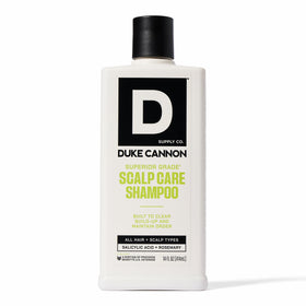 Duke Cannon front packaging showing full 14 oz bottle and bold label benefit
