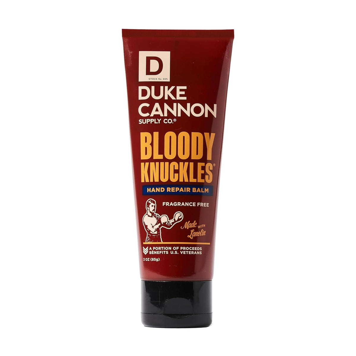 Duke Cannon front tube showing product branding and compact size for travel