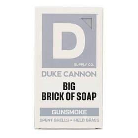 Duke Cannon front packaging showing large gun smoke soap and durability benefit