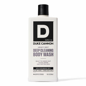 Duke Cannon front bottle view showing clear branding and rugged benefit