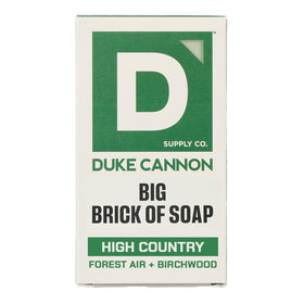 Duke Cannon front packaging showing High Country scent, rugged benefit