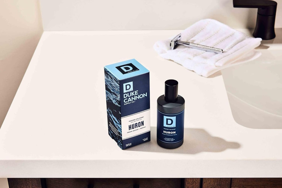 Duke Cannon boxed packaging ready for gifting with sturdy presentation benefit
