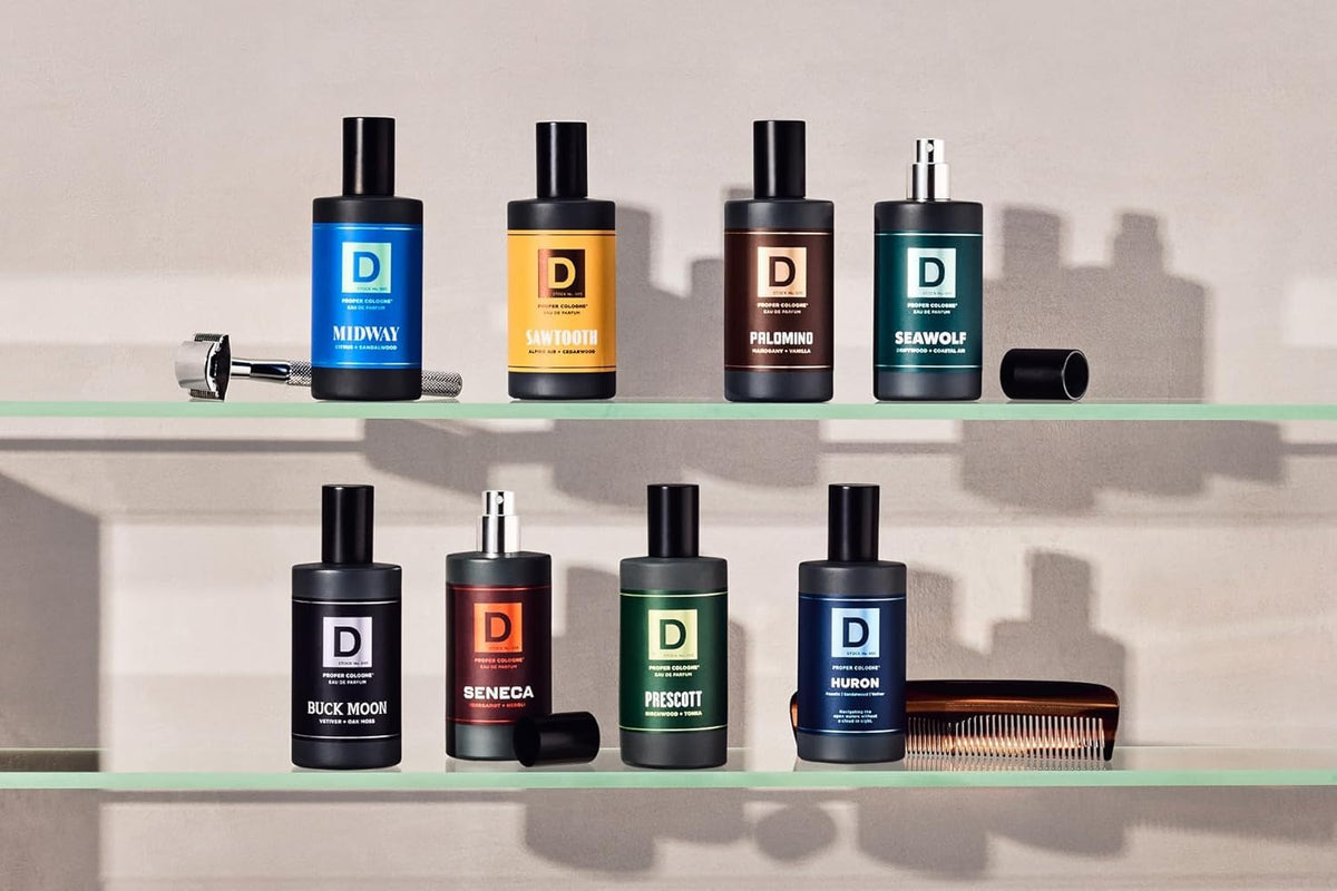 Duke Cannon bottle styled on dresser to show everyday grooming integration