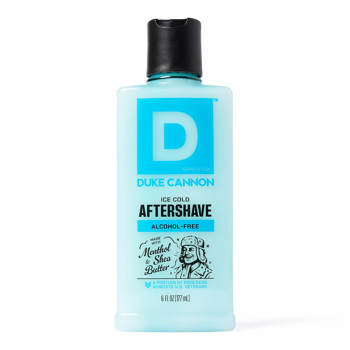 Duke Cannon front bottle view showing branding and cooling balm benefits