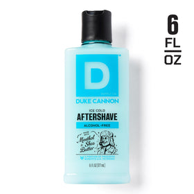 Man applying Duke Cannon balm to jawline demonstrating cooling and soothing action