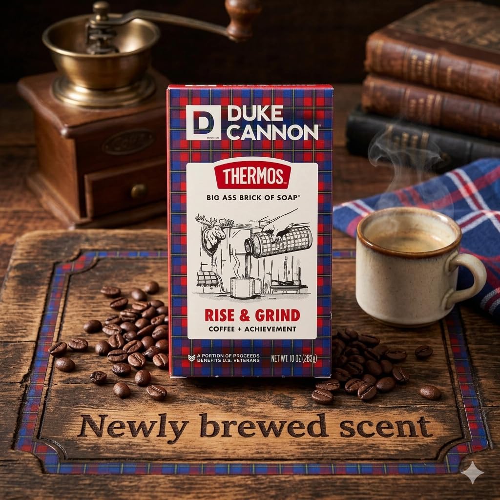 Duke Cannon bar in hand during wash showing easy grip and strong cleansing