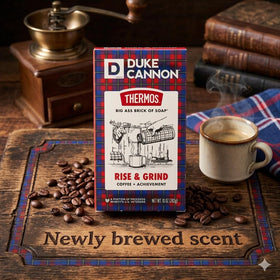 Duke Cannon bar in hand during wash showing easy grip and strong cleansing
