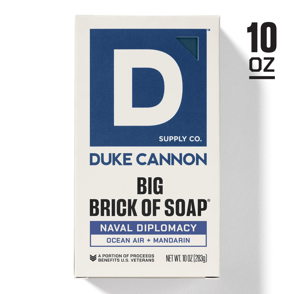 Duke Cannon ingredients label close view showing plant-based oils and gentle formula