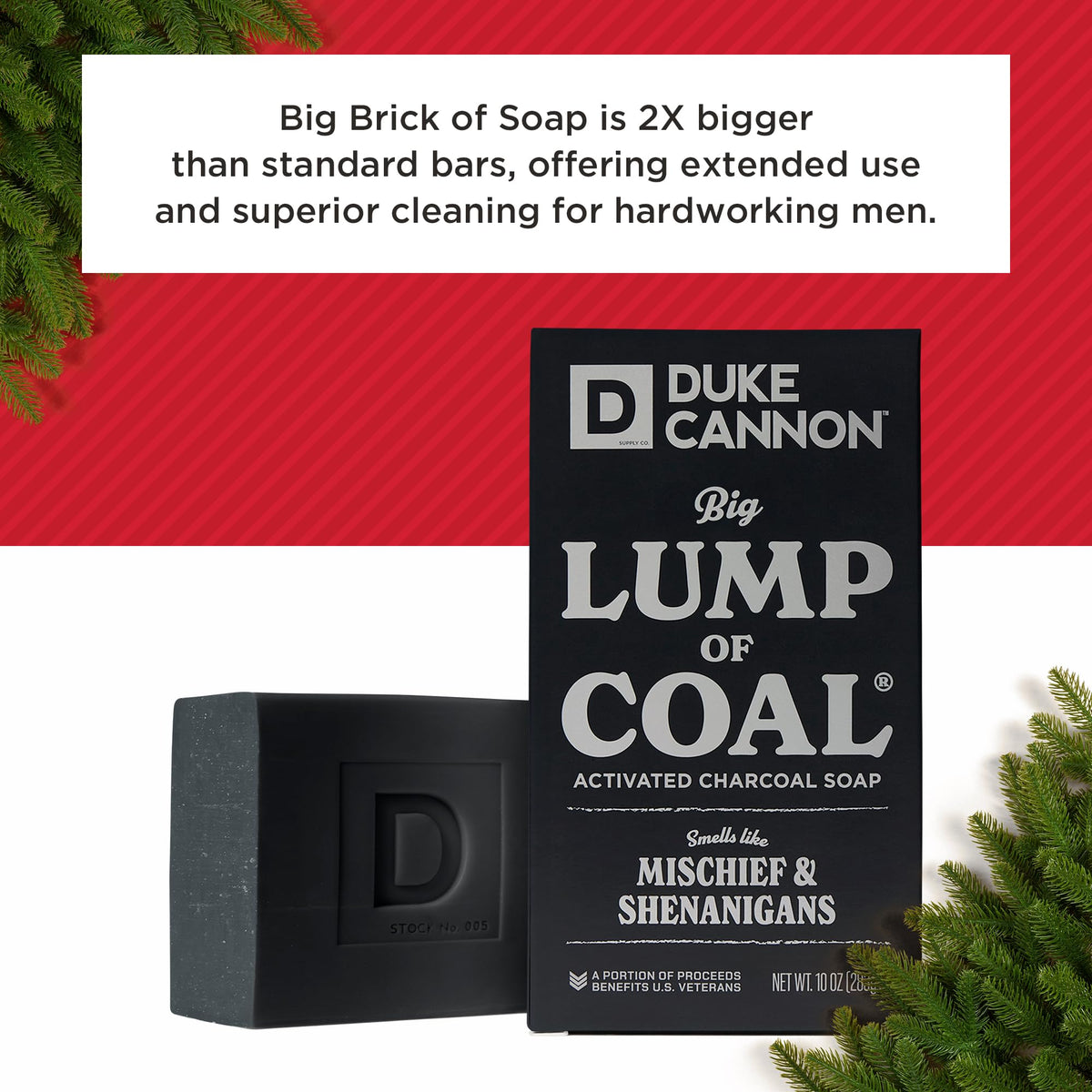 Duke Cannon label close-up listing bergamot black pepper and paraben-free benefit