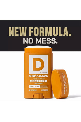 Duke Cannon label close-up highlighting clean ingredients for skin-friendly use