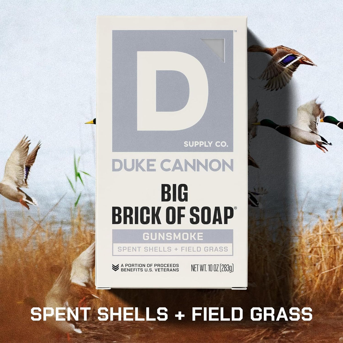 Duke Cannon lather in hand illustrating rich foam for effective cleansing benefit
