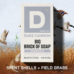 Duke Cannon lather in hand illustrating rich foam for effective cleansing benefit