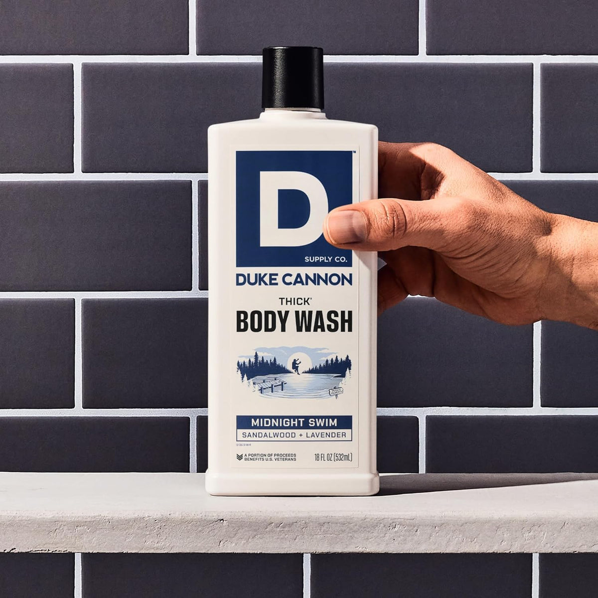 Duke Cannon thick lather on a washcloth demonstrating rich foam for deep cleansing