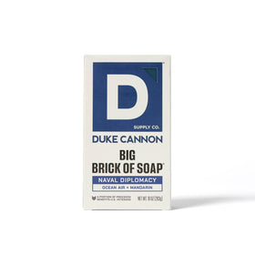 Duke Cannon lifestyle bathroom display with bars adding scent and rugged decor appeal