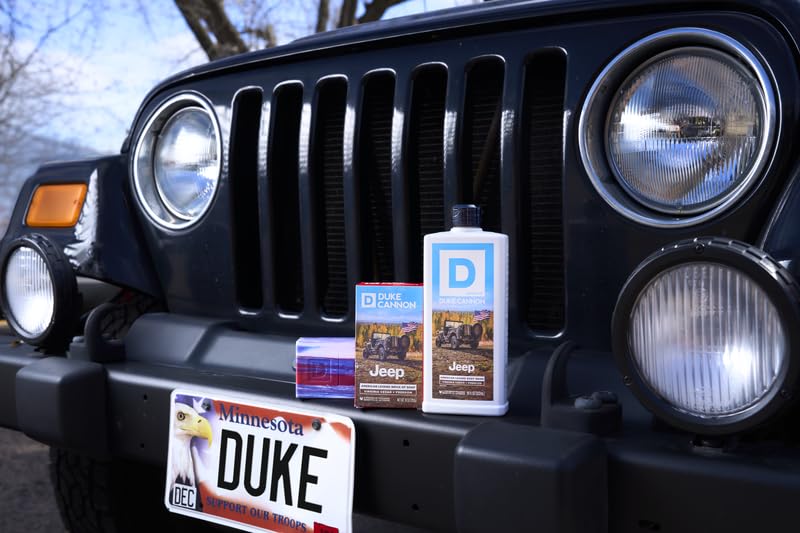 Duke Cannon in shower with outdoor gear conveying rugged scent and everyday reliability