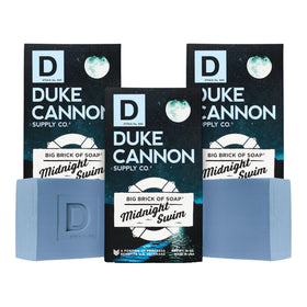 Duke Cannon 3-pack front view showing extra-large bars and packaging benefit