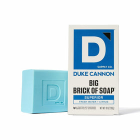 Duke Cannon Midnight Swim bar close-up highlighting texture and refreshing scent benefit