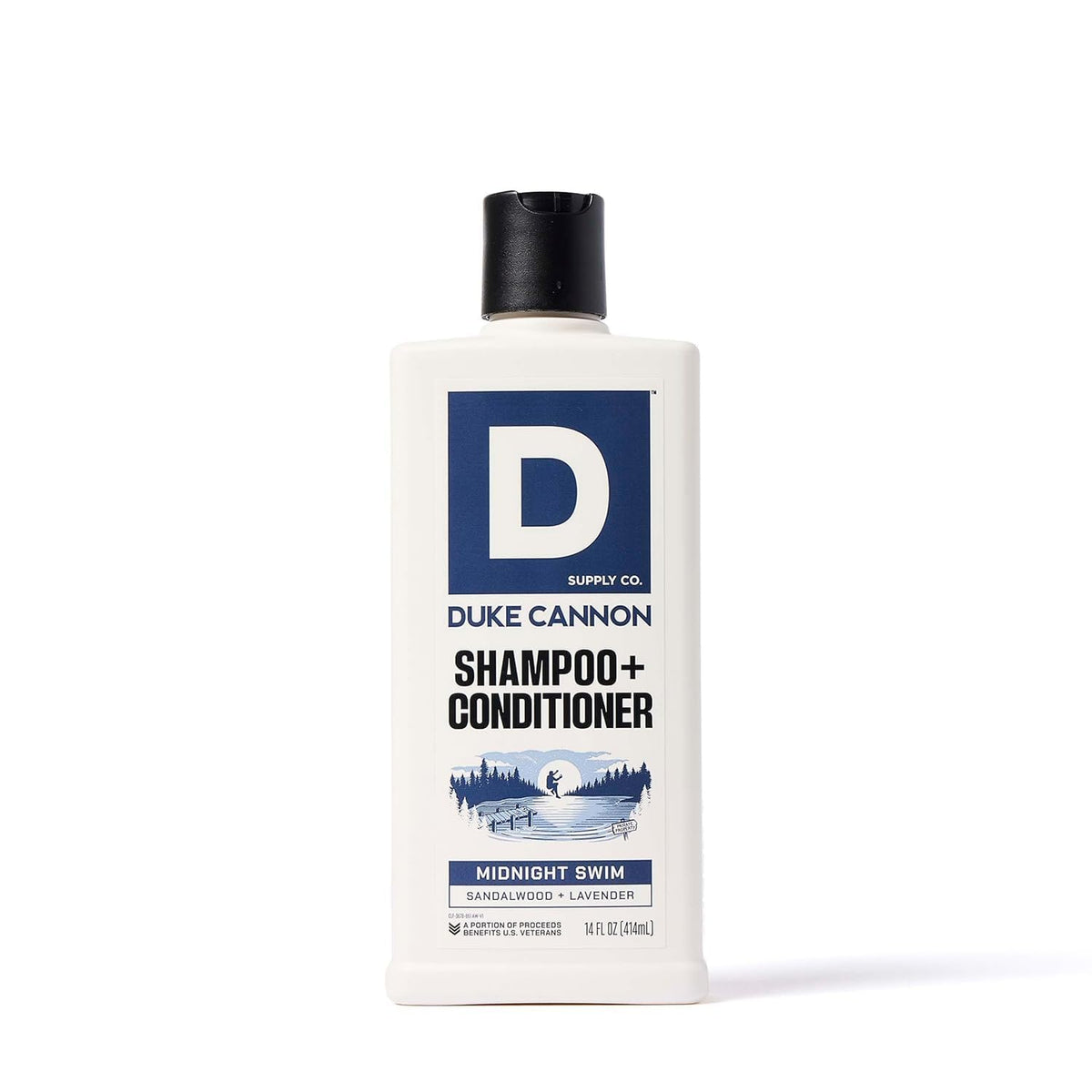 Duke Cannon front packaging showing bottle and brand, clear product identification and benefit