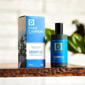 Duke Cannon citrus flatlay showing natural essential oils and bright freshness
