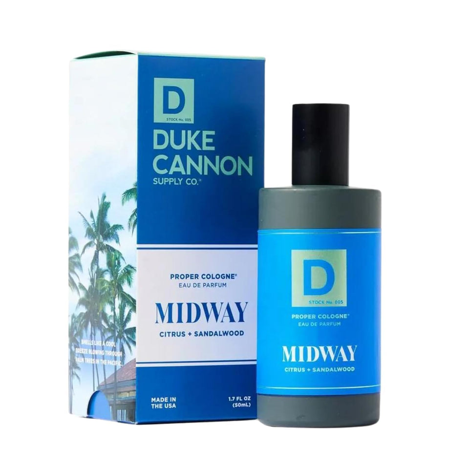 Duke Cannon front bottle showing clean apothecary look and easy display