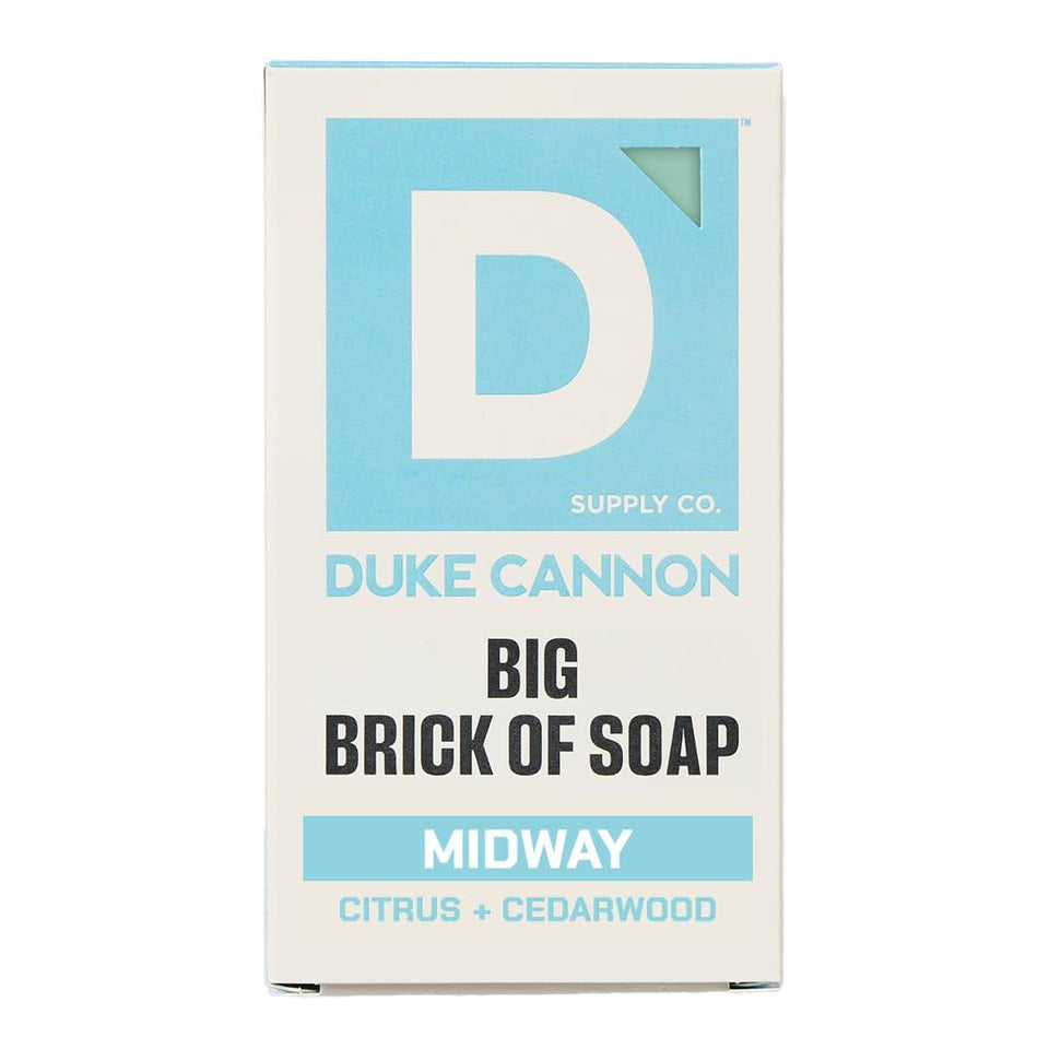 Duke Cannon Midway front packaging showing bold 10 oz bar and masculine scent