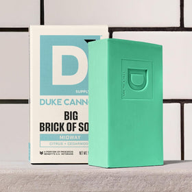 Duke Cannon Midway label detail highlighting scent and ingredient transparency