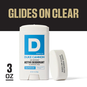 Duke Cannon packaging back panel with directions for easy daily use