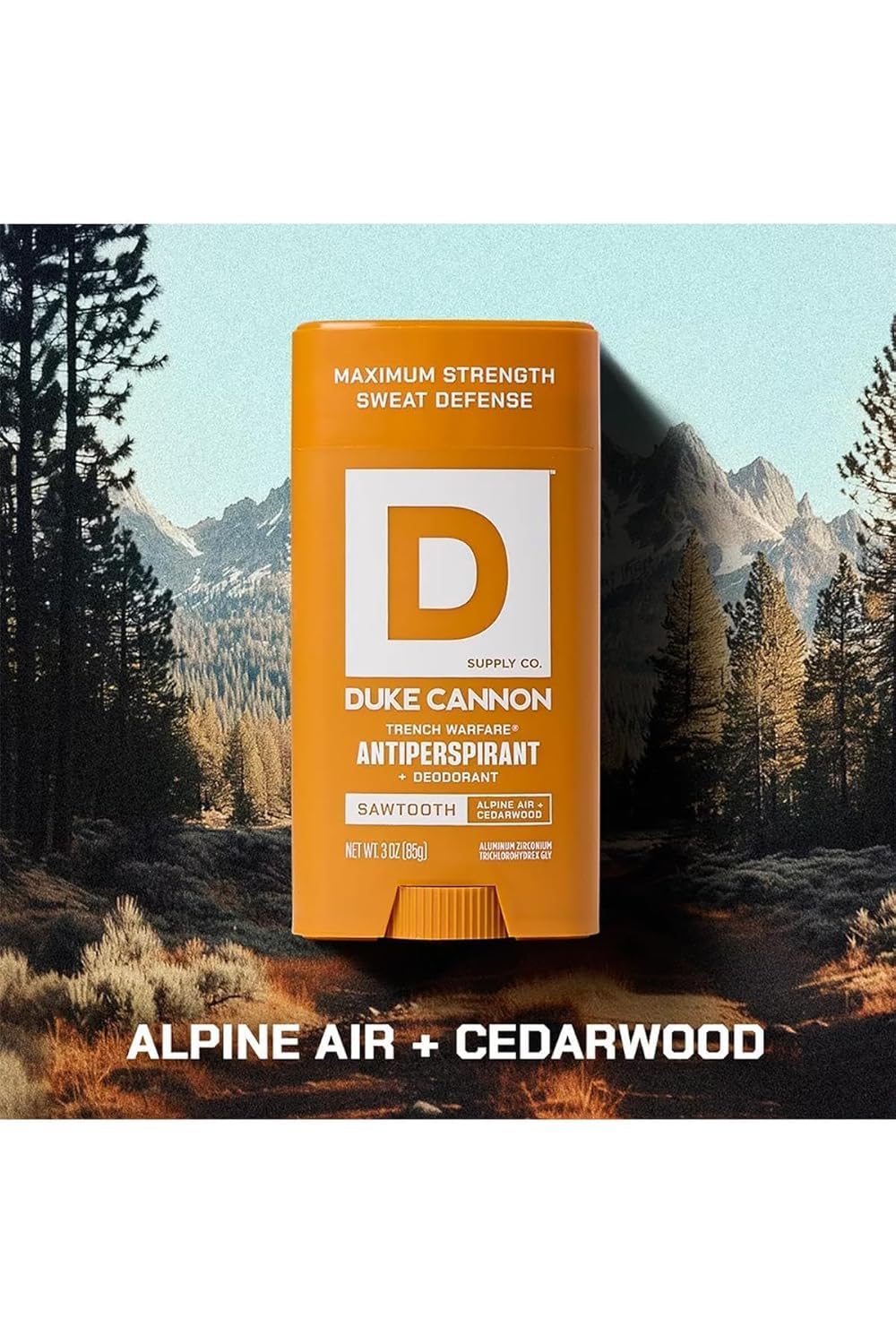 Duke Cannon back packaging showing usage and veteran-support information