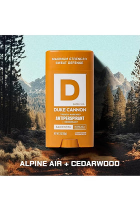 Duke Cannon back packaging showing usage and veteran-support information