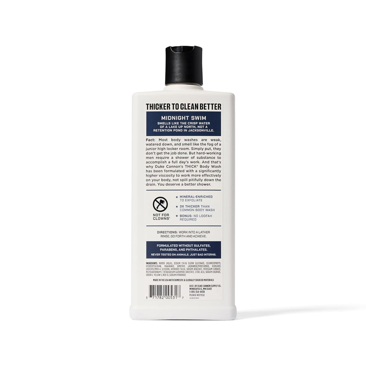 Duke Cannon bottle staged in bathroom lifestyle showing premium grooming upgrade appeal