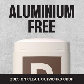 Duke Cannon Palomino side label detailing ingredients and aluminum-free benefit