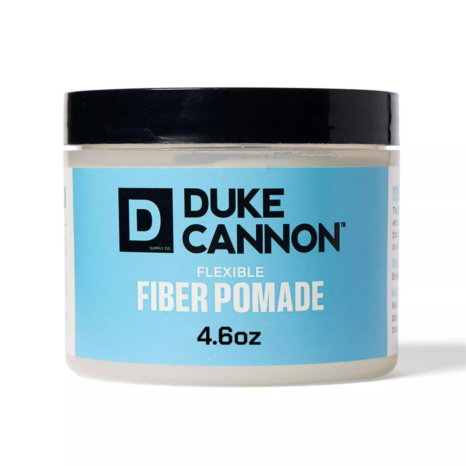 Duke Cannon pomade front label showing packaging and strong-hold claim