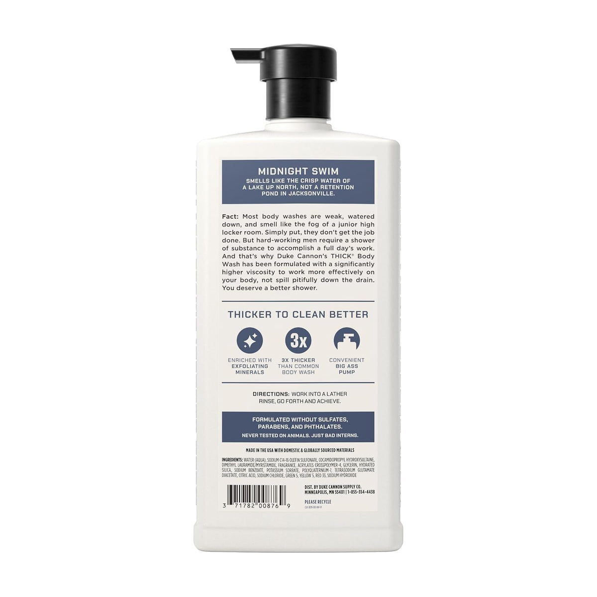 Pump dispensing Duke Cannon body wash into hand for controlled application benefit