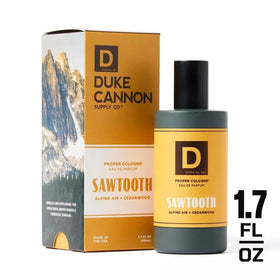Duke Cannon sawtooth glass detail highlighting bottle craftsmanship and quality