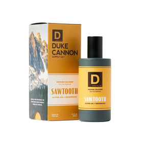 Duke Cannon sawtooth front bottle showing apothecary design and refined look